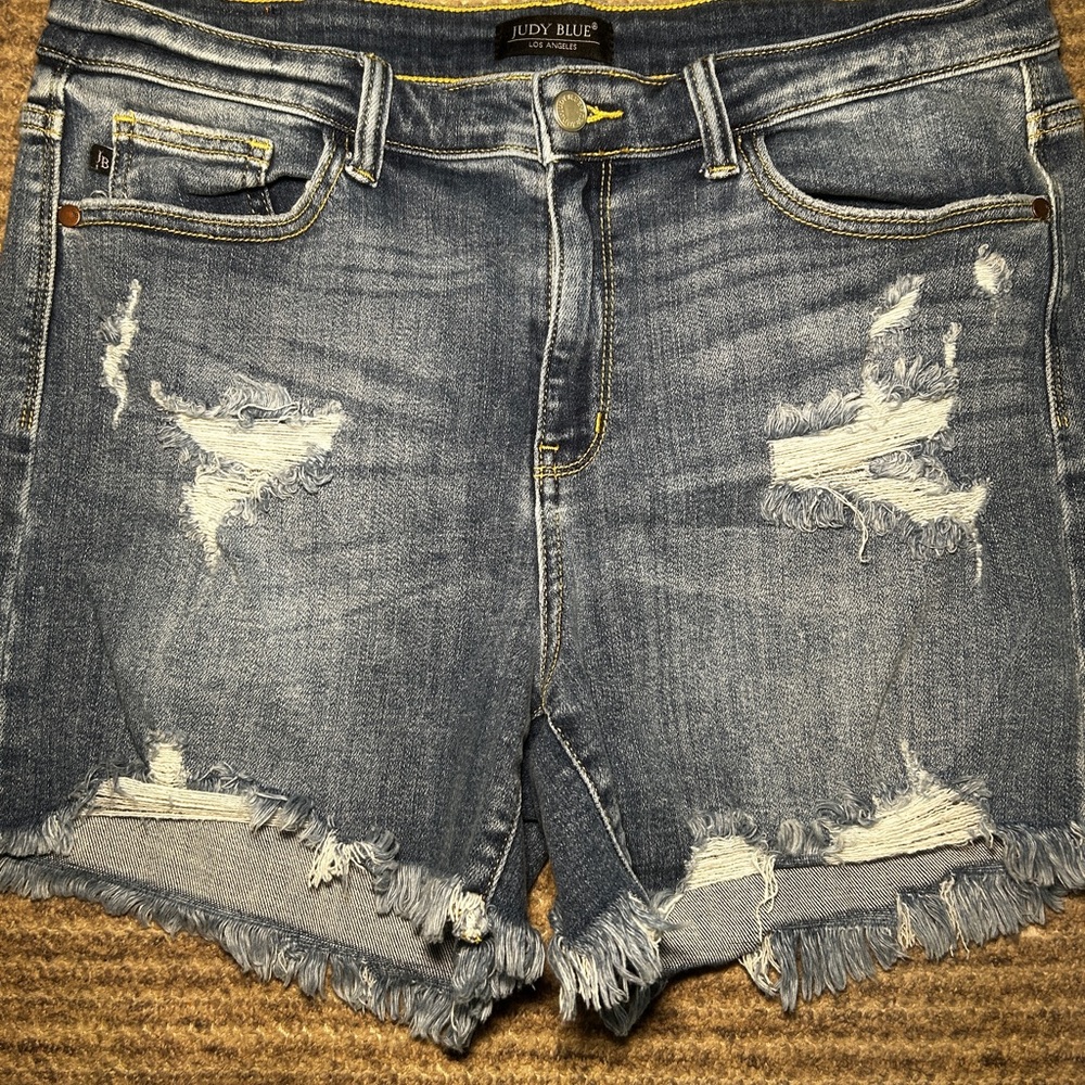 Judy blue XL blue high waist distressed frayed cut off shorts women’s